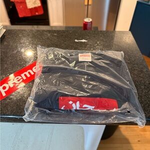 Supreme Navy Tee with Red Arabic Box Logo SS26